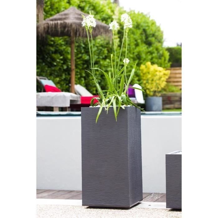 Square High Flower Pot 40 Cm - EDA - Graphite - 31 L - 39.5 X 39.5 X H. 80 Cm - Anthracite Grey