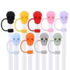 Silicone Cute Skull Straw Covers 10mm Skull Shape Straw Caps Reusable Halloween Skull Straw Toppers for Stanley 30&40 Oz Tumbler