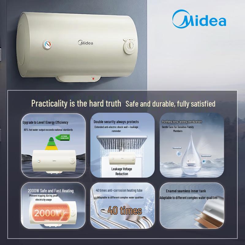 Midea F60-20JDPro 60 л Водонагреватель накопительный Энергоэффективный Уровень 1 Вилка CN (адаптер в комплекте)