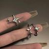 Vintage Irregular Cross Star Open Ring for Women Men Punk Gothic Sliver Color Adjustable Couple Rings  Jewelry Gift