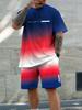 Модный летний повседневный костюм, также подходит для спортивных шорт с коротким рукавом, 2024, новый мужской свободный быстросохнущий летний костюм большого размера