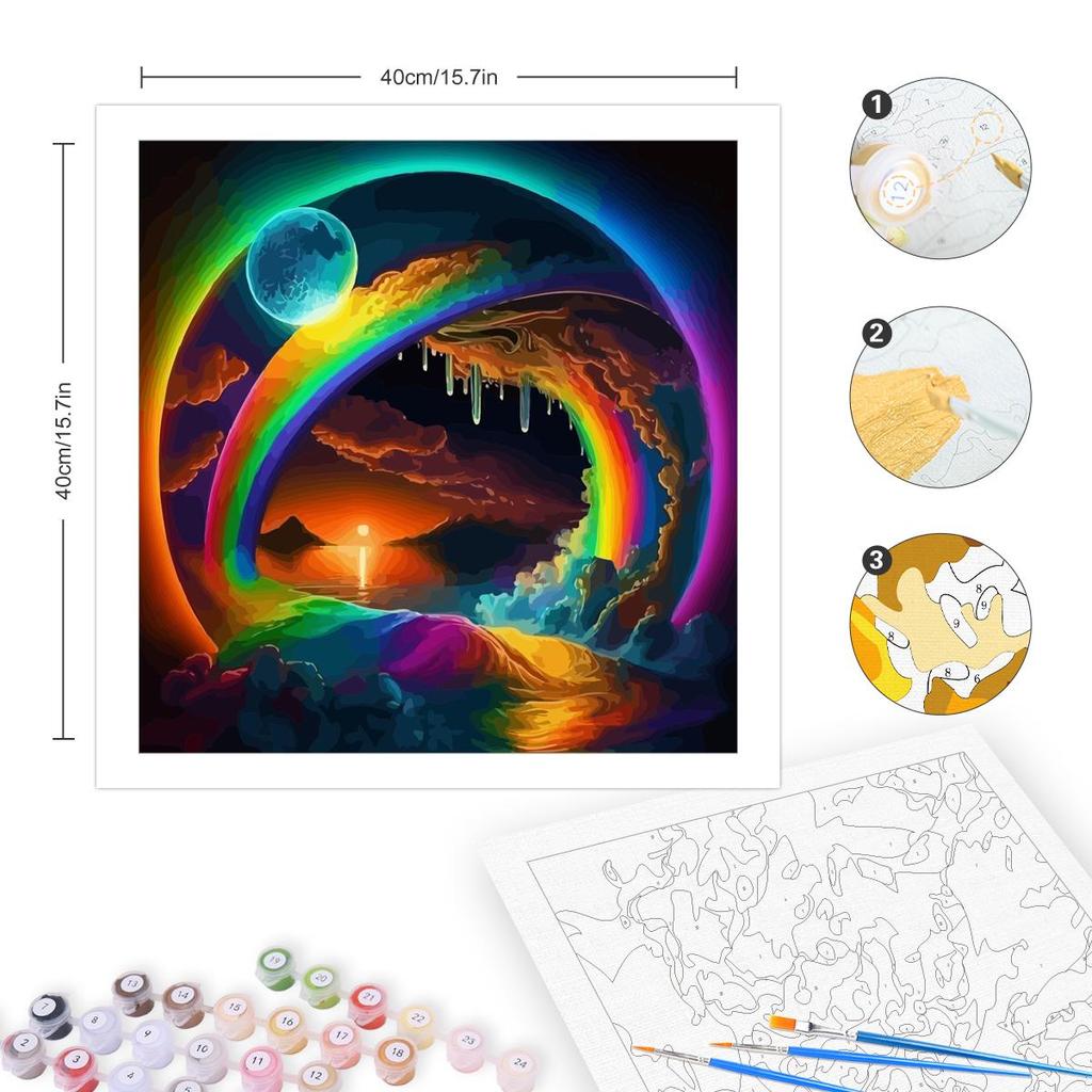 Frame Painting By Numbers For Adults Kits Colorful Wave Landscape Picture By Numbers Diy Crafts For Home Decors 40x40