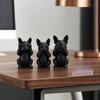 Набор статуэток французского бульдога из 3 штук, напечатанных на 3D-принтере, матово-черная скульптура, минималистичные фигурки бульдога для украшения дома, офиса