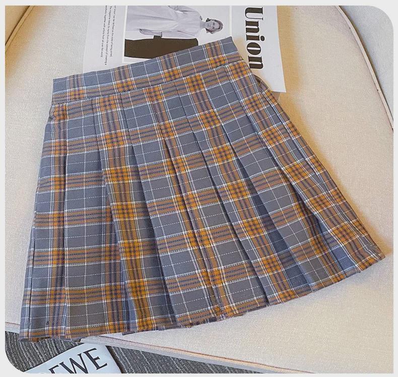 Комплект из двух предметов: юбка в клетку с длинными рукавами для девочек JK — стиль колледжа