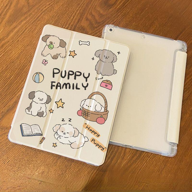 For iPad 2021 9th 10.2 Case Cute Kitty Family Pattern iPad Smart Tri-Fold Case for iPad 2022 10th Air4 Air5 10.9 2018 6th/5th 9.7 with Pencil Holder