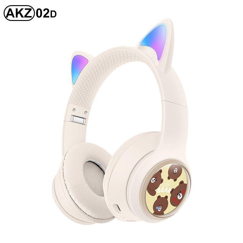 Светящаяся гарнитура с кошачьими ушками, Bluetooth-гарнитура, сабвуфер, игровая киберспортивная беспроводная гарнитура