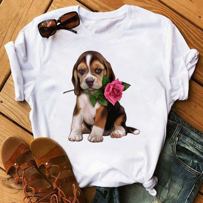Cute French Bulldog T-shirt Animal Harajuku Print Pattern Shirt Fun French Bulldog Short Sleeves Animal Lover Tshirt Dog Mom Tee