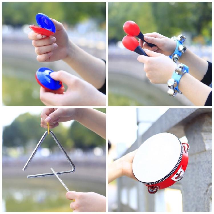 10 шт., детские ударные инструменты Orff, натуральные деревянные ударные инструменты, музыкальная игрушка