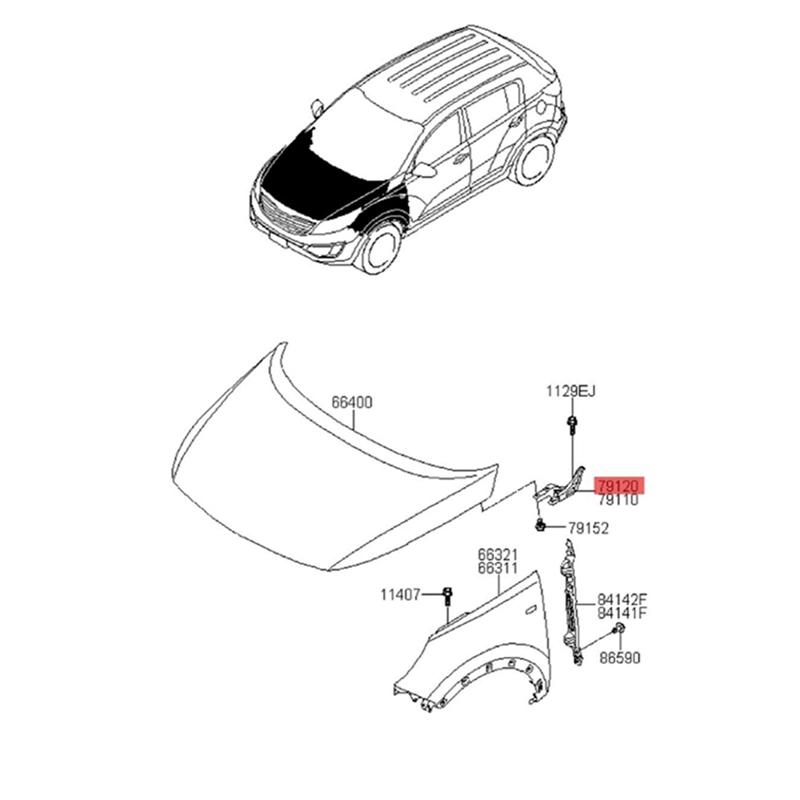 1 пара крышек петель капота автомобиля 79110-3W000 79120-3W000 для Kia Sportage 2010-2018 Петелька капота двигателя 791103W000 791203W000-A87Q