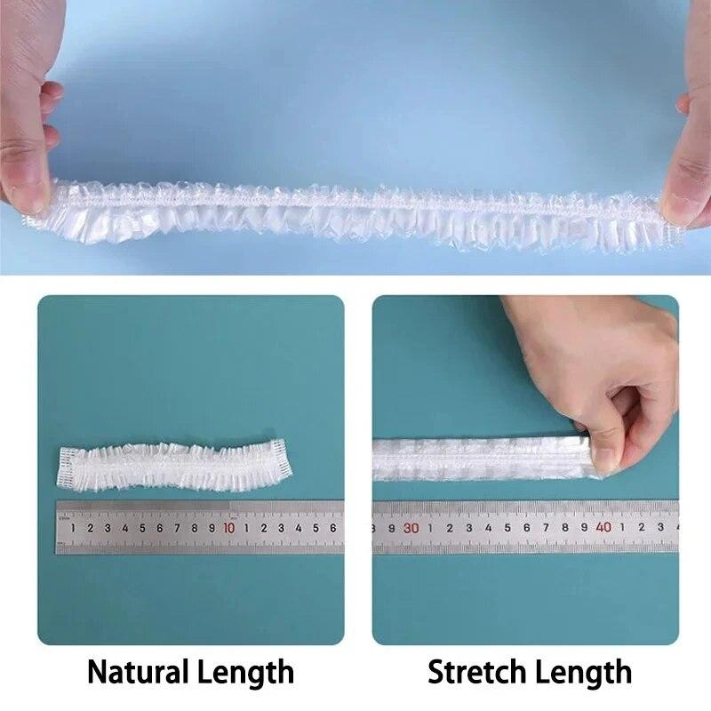 100 шт. Одноразовая шапочка для душа для наращивания, прозрачная, для красоты волос, шапочка для душа, эластичная, сетчатая, водонепроницаемая, для ванны