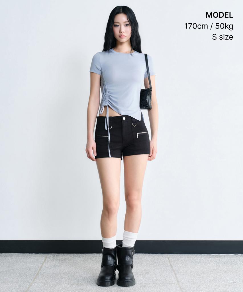 MUSINSA STANDARD WOMAN Женская футболка из тенсела с боковым разрезом [Облачно-голубой]