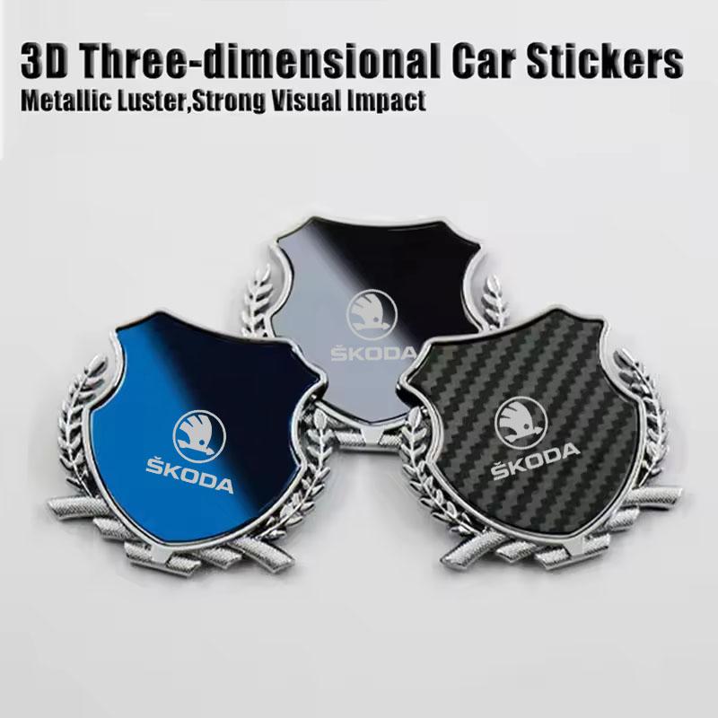 JKFB8 Zinc Alloy Car Logo Side Fender Emblem Body Window Badge for Skoda Superb Fabia Octavia Laura Rapid Yeti Karoq Kodiaq Scala