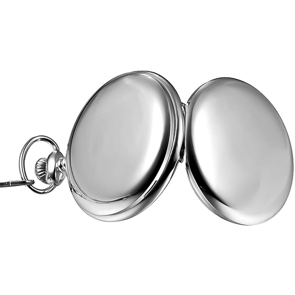 Винтажные карманные часы Кварцевые карманные часы Механический механизм Карманные часы Гладкие Серебристая сталь Мужские часы Карманные часы с ручным заводом