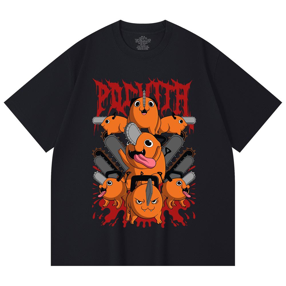 230 Gsm 100% Cotton Chainsaw Man V8 Pochita Print Unisex Heavy Cotton T Shirt