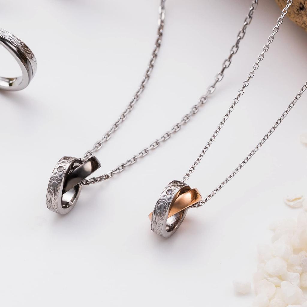 Гавайское парное ожерелье из хирургической нержавеющей стали, гипоаллергенное, с бриллиантами, золото, черный [Белый клевер] и 4SUP072GO&4SUP072BK