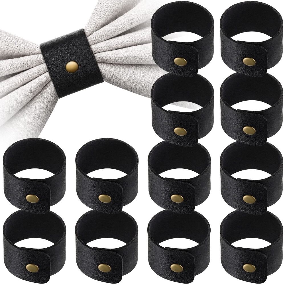 12Pcs Handmade Napkin Rings Faux Leather Napkin Ring Holders Napkin Ring Buckles  Family Gatherings