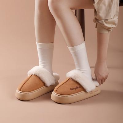 Модные женские тапочки Litfun с плюшевой подкладкой, толстой подошвой, мягкой подошвой, домашние шлепанцы, противоскользящие, теплые, для помещений, уютные меховые тапочки для улицы