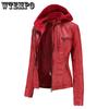 Женская куртка из искусственной кожи с капюшоном и двумя съемными капюшонами, подходит для весеннего и осеннего сезонов, женские повседневные куртки, одежда для мотоциклистов