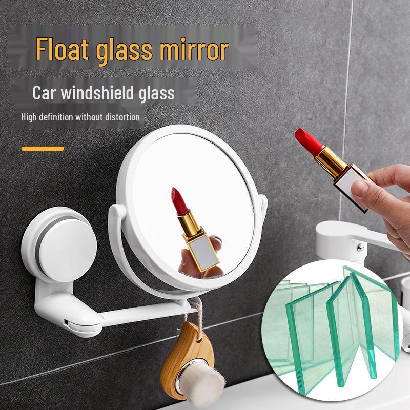 Foldable Wall-Mounted Suction Cup Makeup Mirror, Rotatable & Punch-Free for Student Dorms