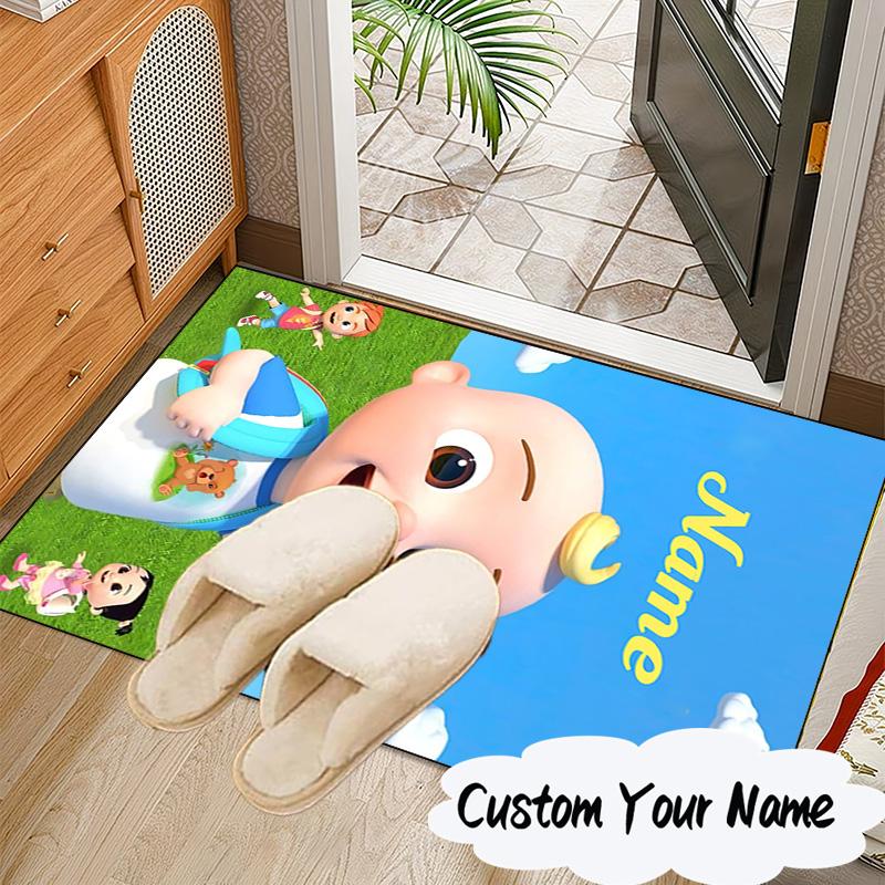 Custom Name Coco-melon Happy Journey Carpet, Chair Rug,Area Rug for Office Bedroom living rooms bedroom, Doormat decor Christmas fan gifts