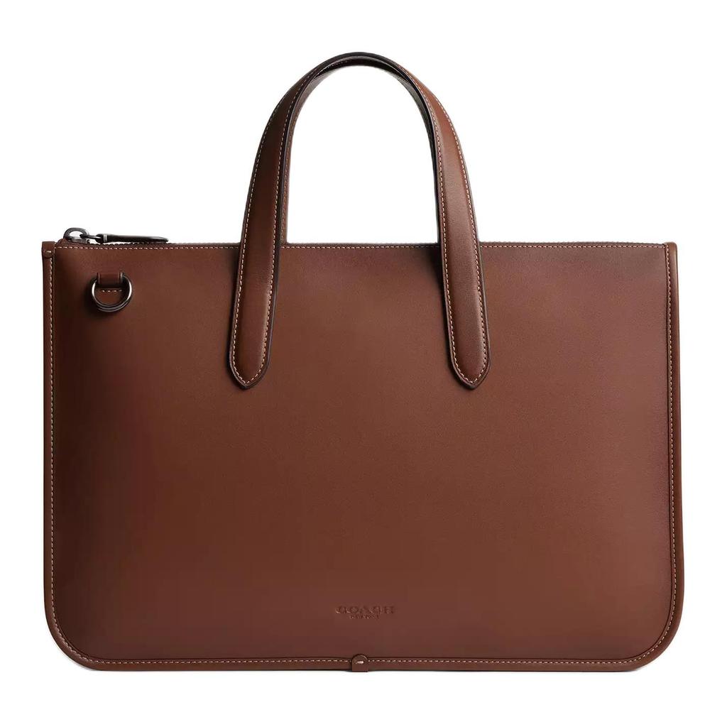 Coach Isaac 40 Logo Zipper Closure Glove Tanned Leather Crossbody Shoulder Tote Bag Large Men Bags Redwood CV969-RWD