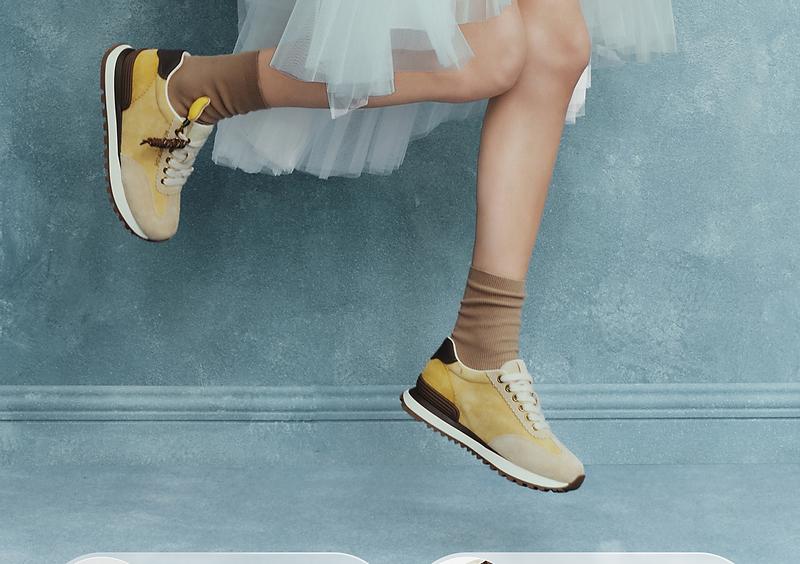 TATA/He She 2026 Spring Thick soled Forrest Gump Shoes Women's Breathable Casual Sports Shoes