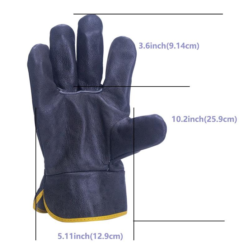 Non Slip Dark Cowhide Protective Work Gloves Full Connected Back Design for Driving Welding and Gardening Work
