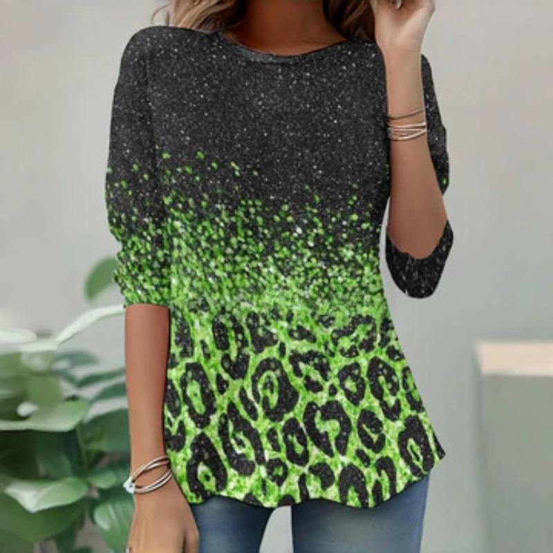 Spring New 3D Digital Printed Round Neck Women's Long Sleeve  T-Shirts