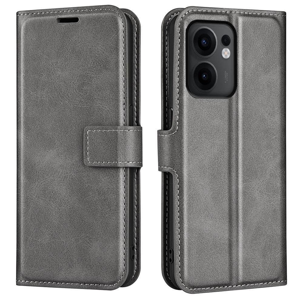 For Oppo Reno13 F 5G Stand Case Anti-Scratch Calf Texture Leather Phone Cover