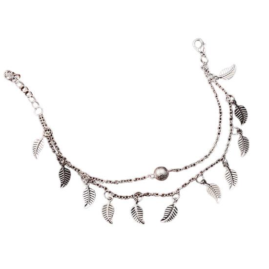 Женский ножной браслет, двухслойный кулон с листьями, ювелирные изделия из бисера, регулируемый долговечный браслет-цепочка