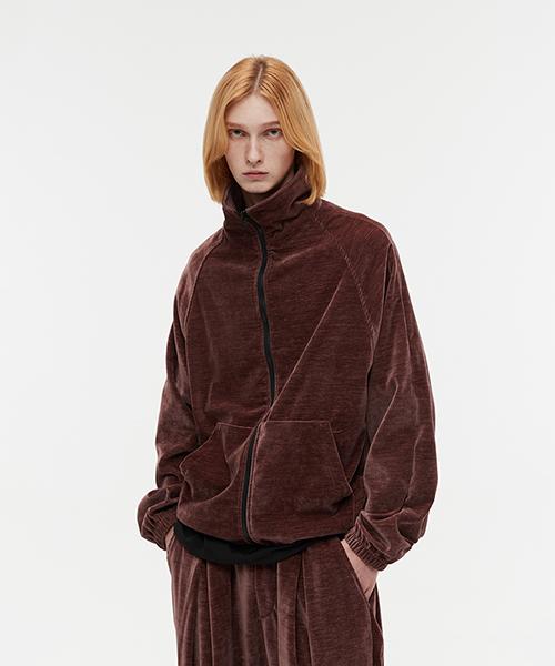 Dnsr Вельветовая куртка-бомбер с высоким воротником на молнии Винная