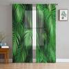 Зеленые листья, тропические джунгли, растения, Тюль, прозрачные оконные шторы для гостиной, спальни, современная вуаль, занавески из органзы, шторы