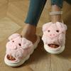 Модные мультяшные милые пушистые меховые тапочки женские зимние новые теплые на плоской подошве домашние хлопковые тапочки женские нескользящие для дома хлопковые шлепанцы