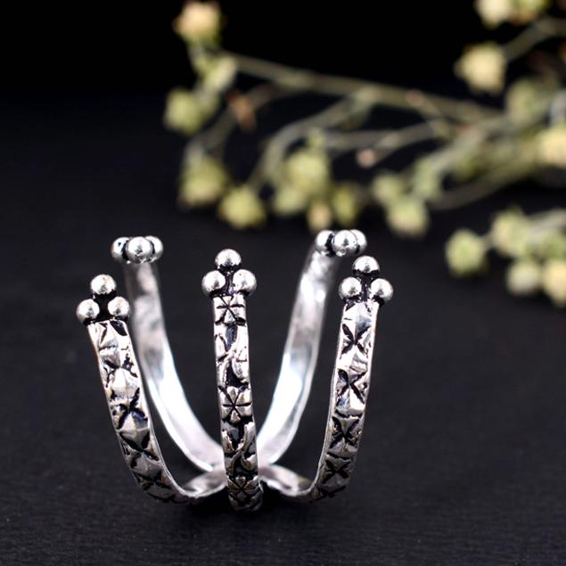 Кольцо от артрита из серебра ручной работы – Длинная регулируемая шина для большого пальца и пальца, Повседневное поддерживающее украшение для облегчения боли