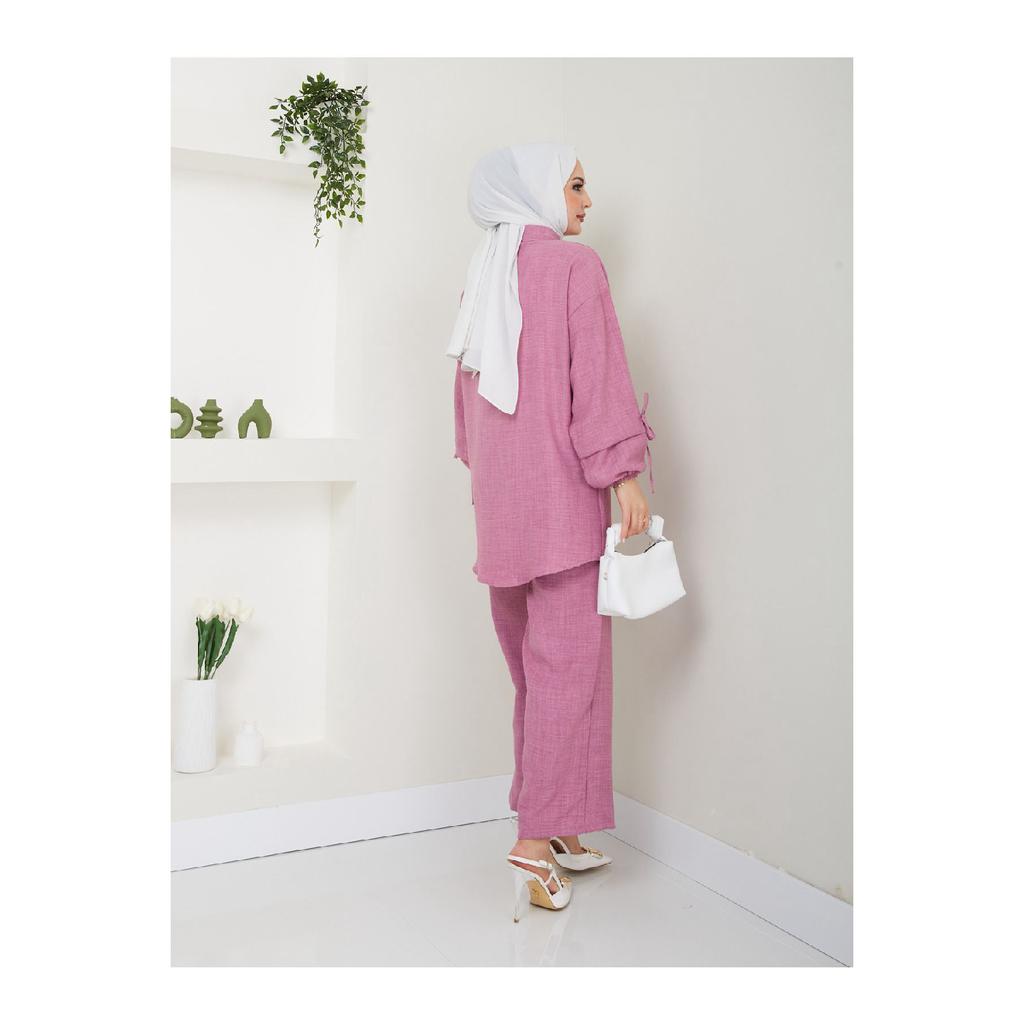 Women's Buttoned Linen Double Suit