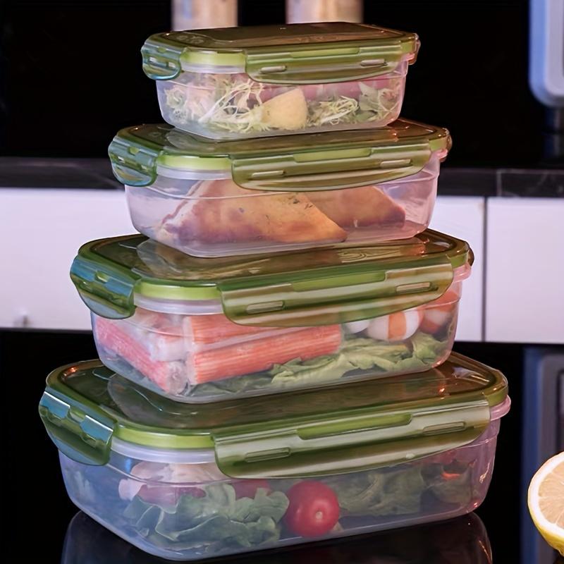 4 шт. Пластиковые контейнеры для хранения продуктов с крышками, безопасные для микроволновой печи, ланч-боксы для кухни