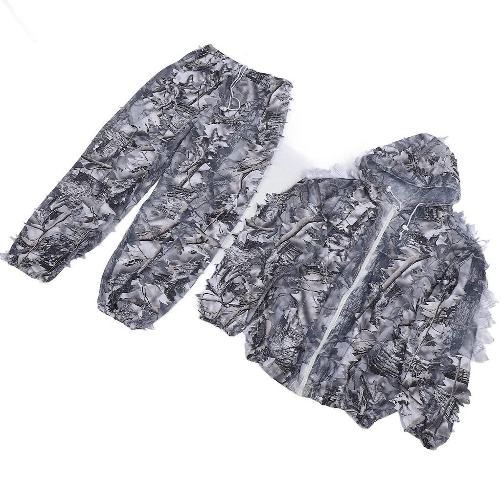 Snow Wild Camouflage Ghillie Suit 3D Leaf Jackets and Pants Set Clothes for Hunting