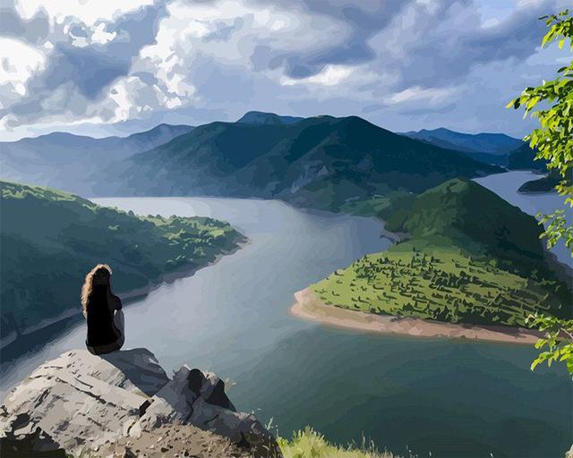 5d Алмазная картина Водопад Мозаика Пейзаж DIY Алмазная вышивка Природа Горная стена Искусство Рукоделие