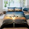 3D Aircraft Bedding Set, Transportation Tools, Quilts, Pillowcases, 2/3 Pieces, DE135 * 200, Boys' Room, Full Size, Soft, Zippered Bedroom Decoration