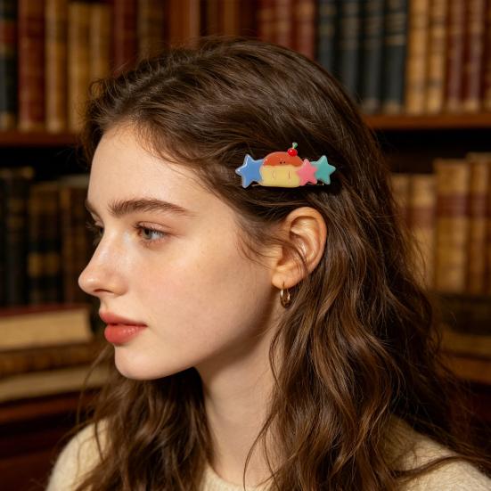 2/3Pcs Girl Hairpins Cats Puppies Rabbits Bread Pattern Hair Clips Smooth Edges Side Bang Hair Pins Hair