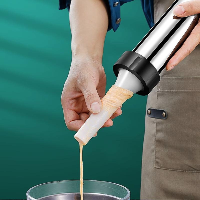 Manual Sausage Maker Meat Filler Stuffer Stainless Steel Syringe With Casing Kitchen Home Made Sausages Vertical