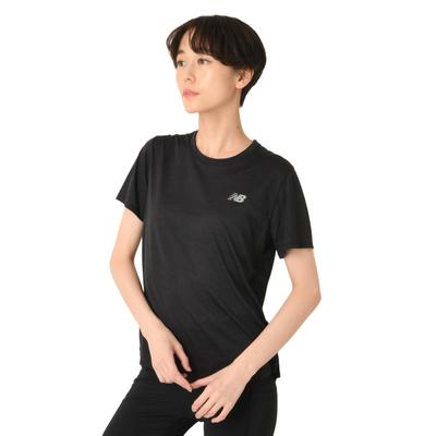 Футболка с коротким рукавом Dry Athletics с коротким рукавом быстросохнущая BKH [New Balance] Женская футболка футболка (WT41253) (Черный вереск)