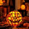 Decorative Pumpkin Lamp Stained Glass Lamp, Halloween Bedside Table Orange Night Light Accent for Indoor, Home, Holiday Party Decor