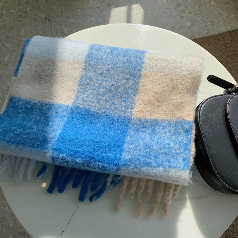 Tonglu Plaid Scarf New Imitation Cashmere Mohair Autumn and Winter Women's Warm Shawl