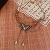 Vintge Sweet Butterfly Necklace Metal Multilayer Necklace Retro Collarbone Chain  Women
