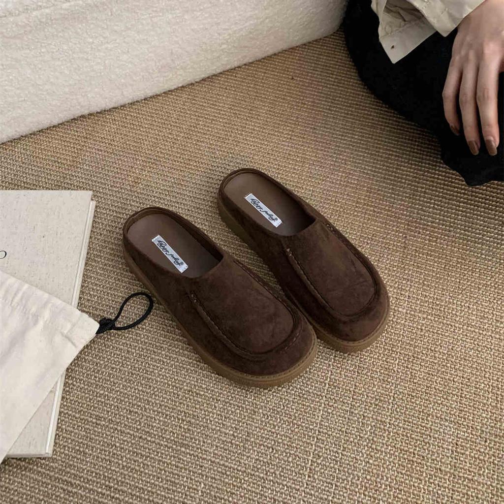 Удобные повседневные лоферы-полусабо с закрытым носком, женские с ремешком на пятке, слипоны-мюли для женщин, платформа, новинка 2025, комфорт