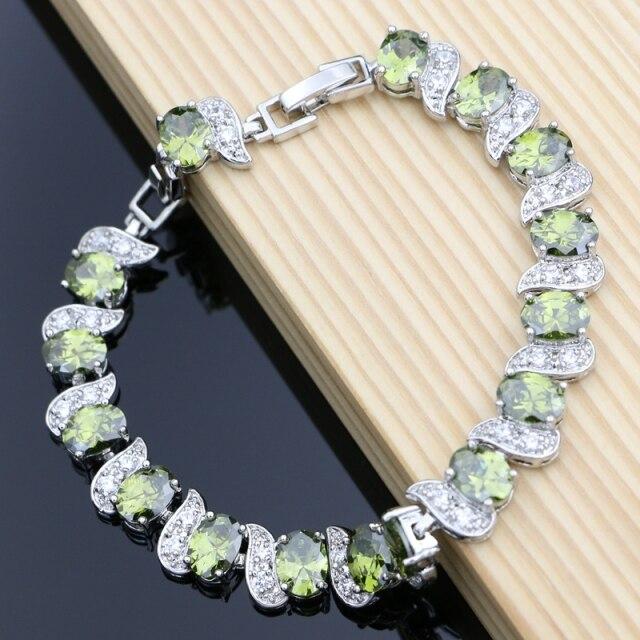 Rainbow Mystic Cubic Zirconia White Crystal Silver Color Jewelry Charm Bracelet For Women