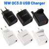 Быстрое USB-зарядное устройство 18 Вт с одним портом, 5 В/3 А для спецификаций США/ЕС/Великобритании
