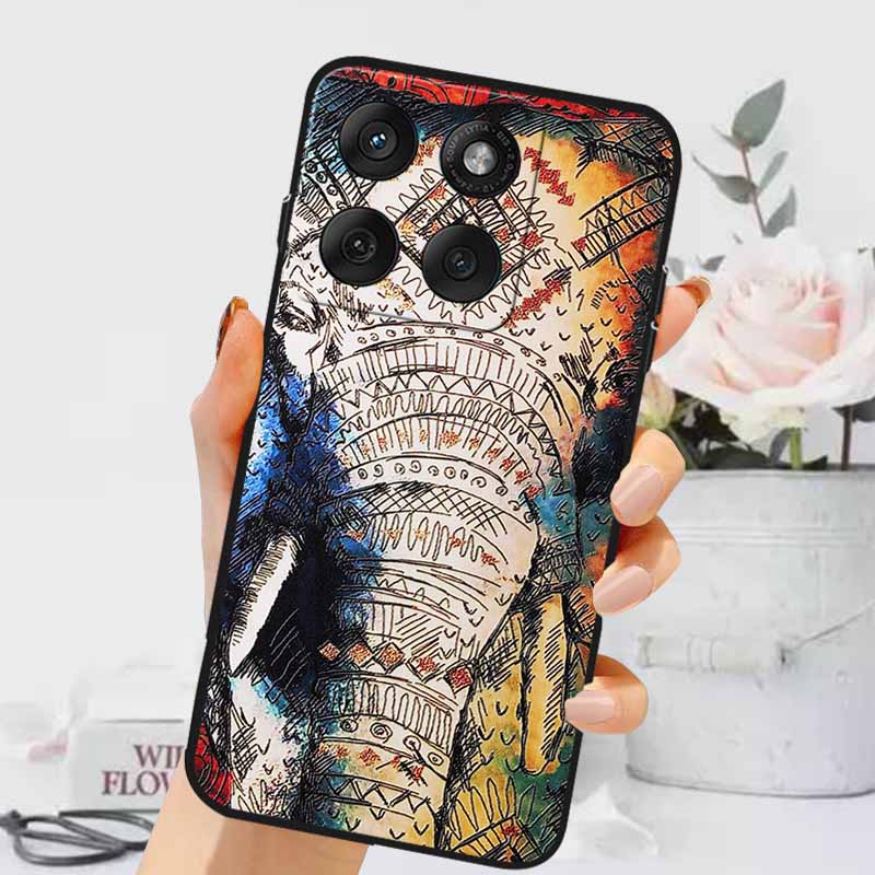 3D Тисненые Чехлы Для Edge 60 Fusion / Edge 60 Pro Рельефные Тисненые Ретро Силиконовая Задняя Крышка Для Edge 60 Stylus Черный Funda 60 Pro