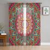 Mandala Bohemia Red Tulle Sheer Window Curtains for Living Room Kitchen Children Bedroom Voile Hanging Curtain
